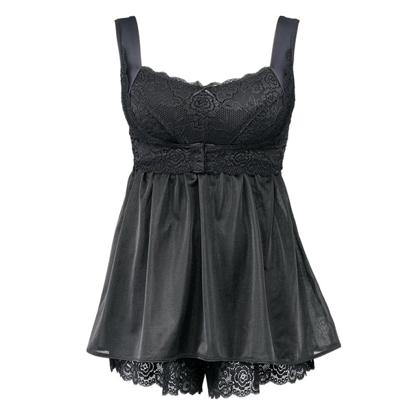 Angellirふんわりルームブラキャミ&フレパン/ブラック(+LL/L)